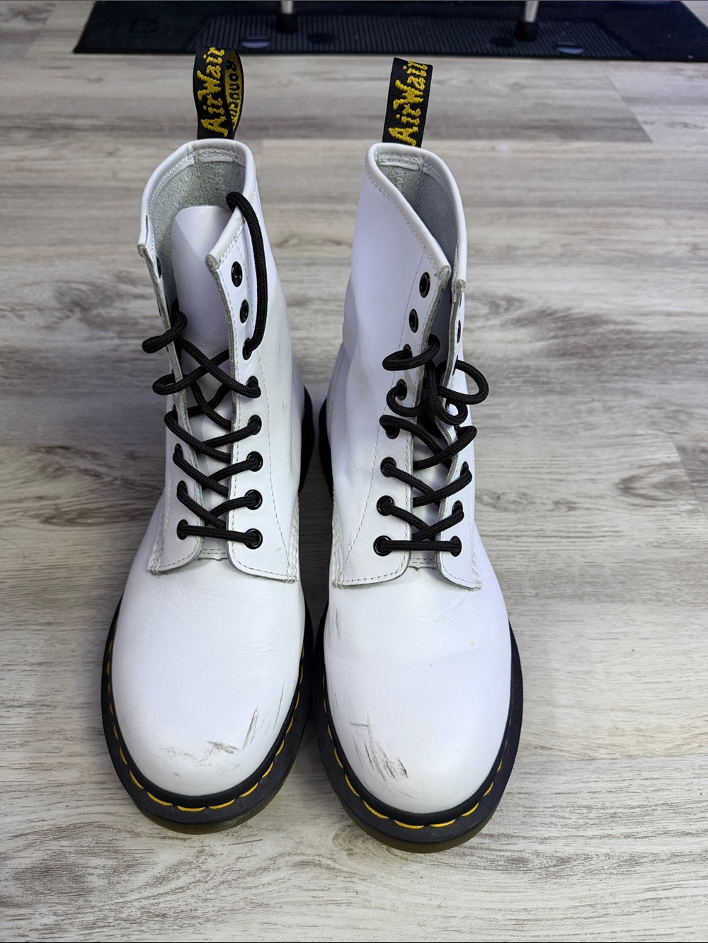 Dr. Martens White Smooth Leather 1460 Lace-Up Boots with Black Laces